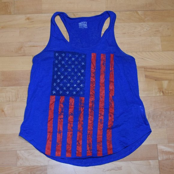 MADE IN THE USA Women's Jr's L AMERICAN FLAG Tank - Picture 1 of 5
